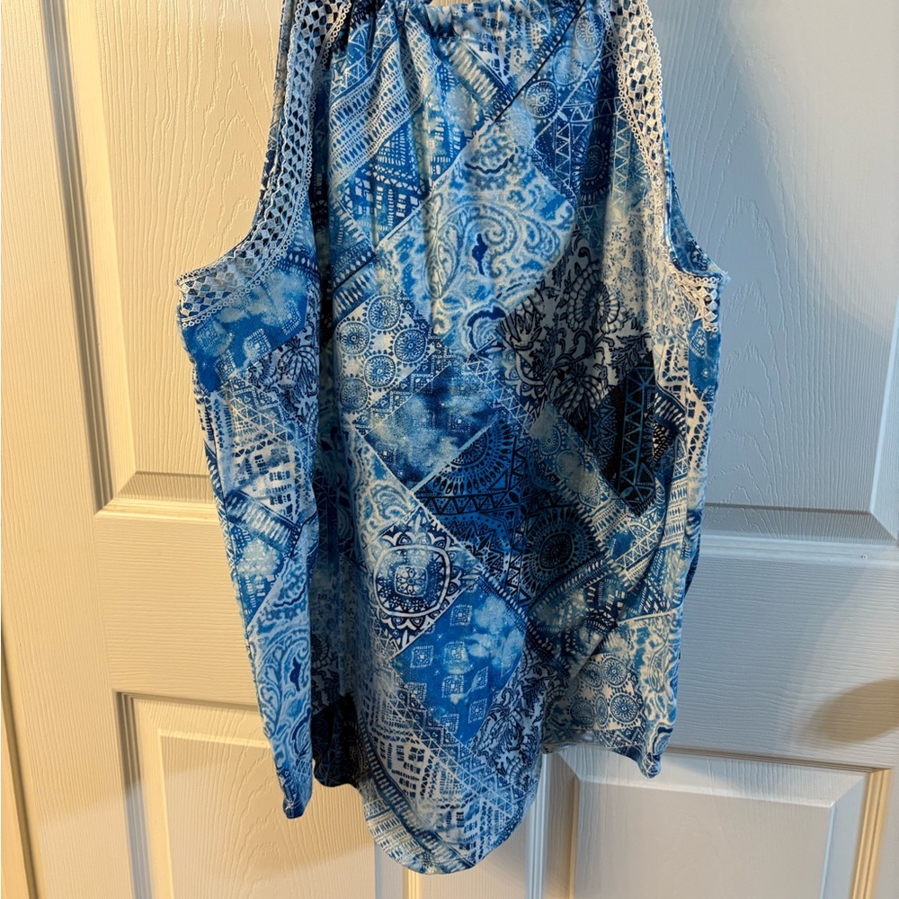 Cato Blue and White Patterned Swim Coverup
